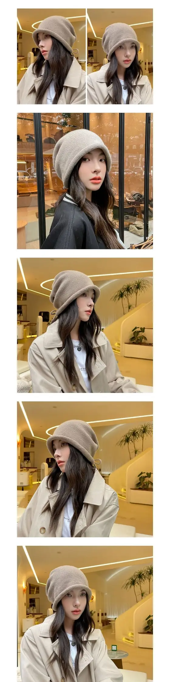 두건 비니 모자 환우 주방 중년 여성 니트 끈조절 상세 이미지 3