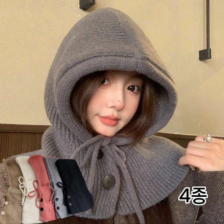 도톰하고 큰 단추 니트 바라클라바 220G 넥워머 3개 묶음 대표 이미지