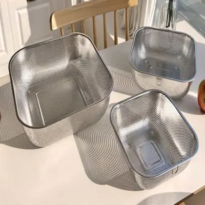 펀칭메탈 세척바구니 스텐채반 펀칭 채반 32cm 대표 이미지