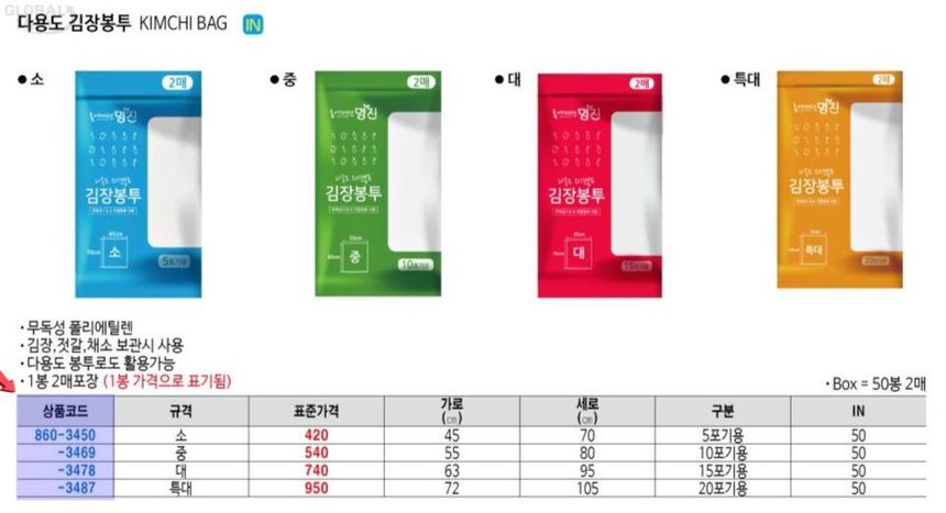 김장봉투 소형 50매 포장비닐 쓰레기봉투 김치봉투 상세 이미지 1