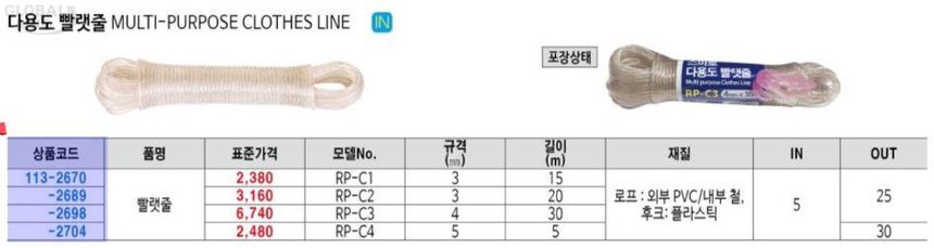 빨랫줄 5mm 5m 다목적 로프 옥상 베란다 빨래줄 상세 이미지 1