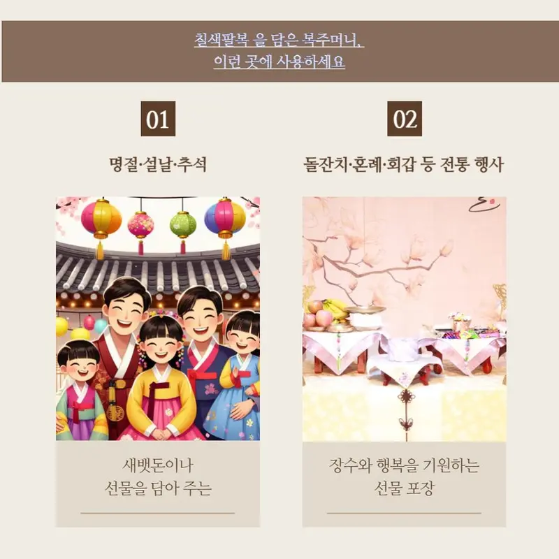 전통 칠색팔복 모시 복주머니 3개 묶음 상세 이미지 2