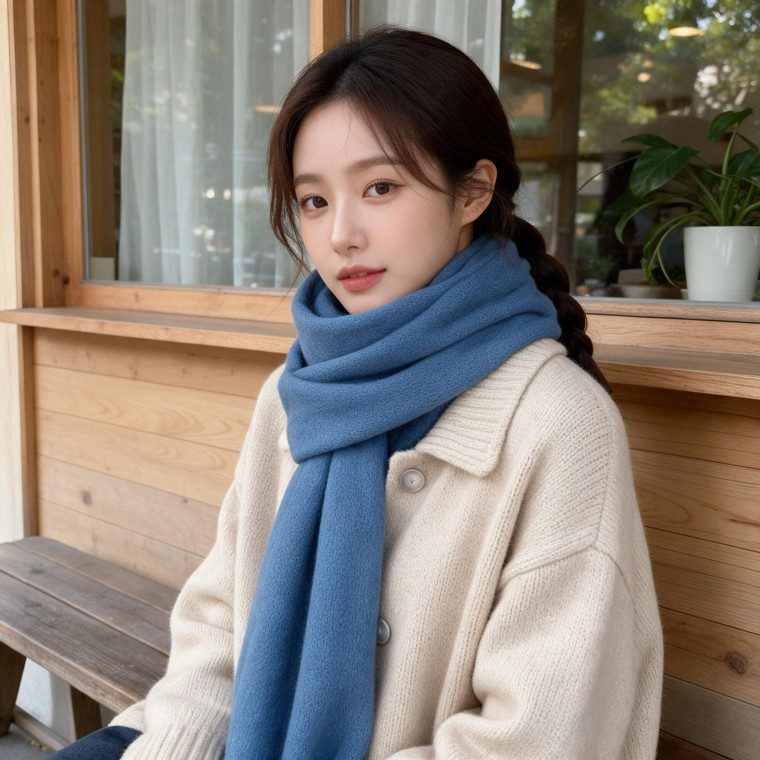 니트 머플러 목도리 커플 선물 겨울 숄 방한 코어드릴 대표 이미지