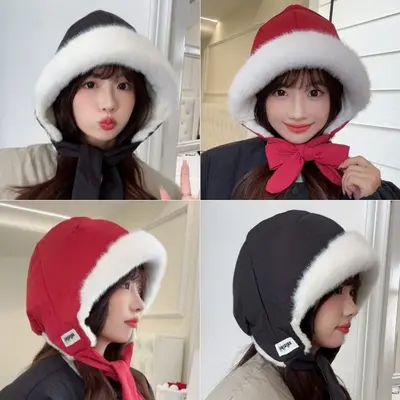 패딩 커치프 모자 캐주얼 따뜻한 퍼 바라클라바 3개 묶음 대표 이미지