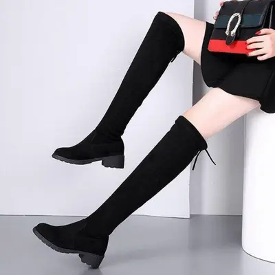 여성 슬림 스웨이드 라인이 예쁜 롱 부츠 털부츠 대표 이미지