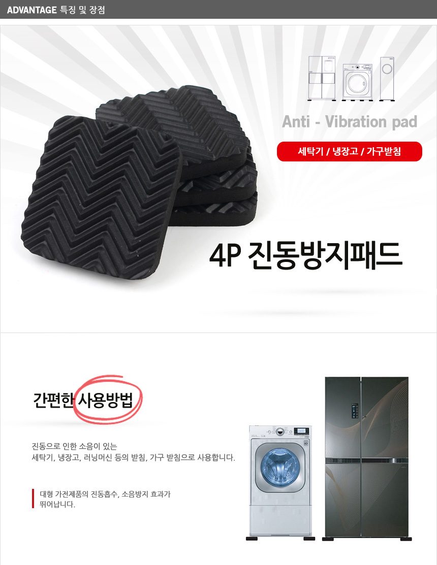 진동방지 패드 3개 묶음 상세 이미지 2