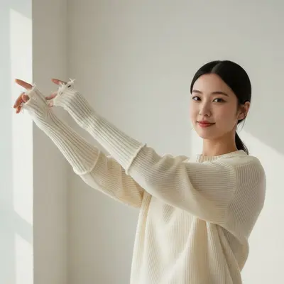 롱 니트 손난로 장갑 찢어진 암워머 방한 팔토시 대표 이미지