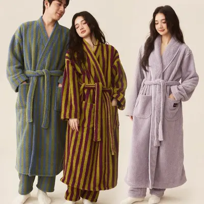 커플 파자마 홈웨어 로브가운 겨울 수면잠옷 롱로브 대표 이미지