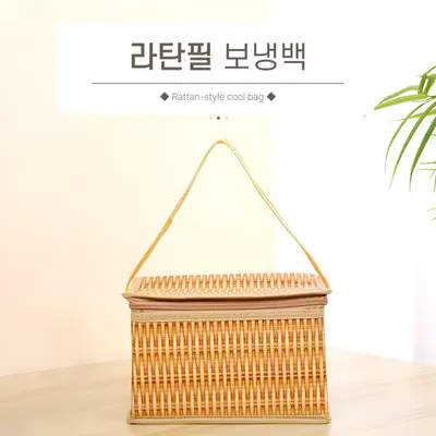 데일리 라탄무늬 보냉백 도시락가방 런치박스 미니 3개 묶음 대표 이미지
