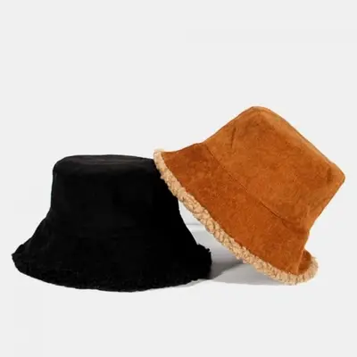 코듀로이 버킷햇 가을 벙거지 양면 털모자 여성겨울모자 대표 이미지
