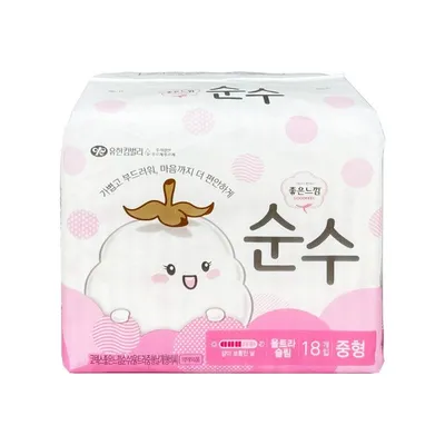 좋은느낌 순수 울트라슬림 중형 18개입 생리대 - 3개 묶음 대표 이미지