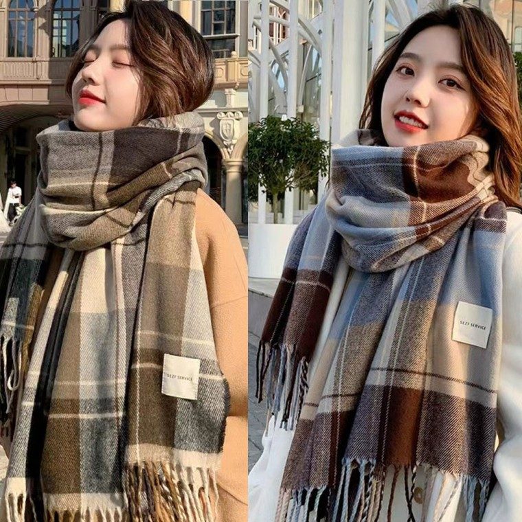 캐시미어 체크 롱 머플러 목도리 가을 겨울 니트 대표 이미지