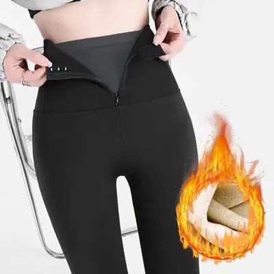 후크 여성 지퍼 기모 요가 레깅스 트레이닝복 대표 이미지