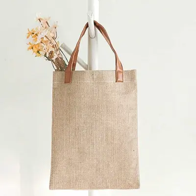 린넨 가방 24x16 브라운 에코쇼핑백 에코백 대표 이미지