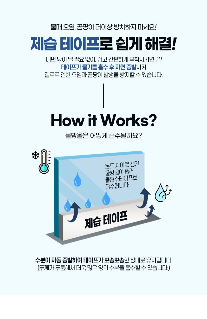 제습테이프 50X2m 1개 유리창 창문 곰팡이 문풍지 3개 묶음 상세 이미지 3