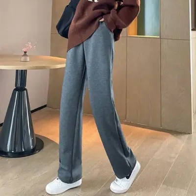 양털 기모 찰랑 밴딩 통바지 여성통바지 대학생바지 대표 이미지