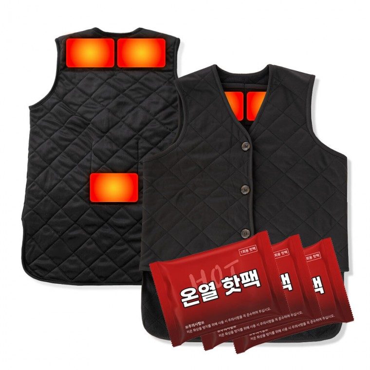 일본 직수입 겨울 발열 핫팩 조끼 블랙 대표 이미지