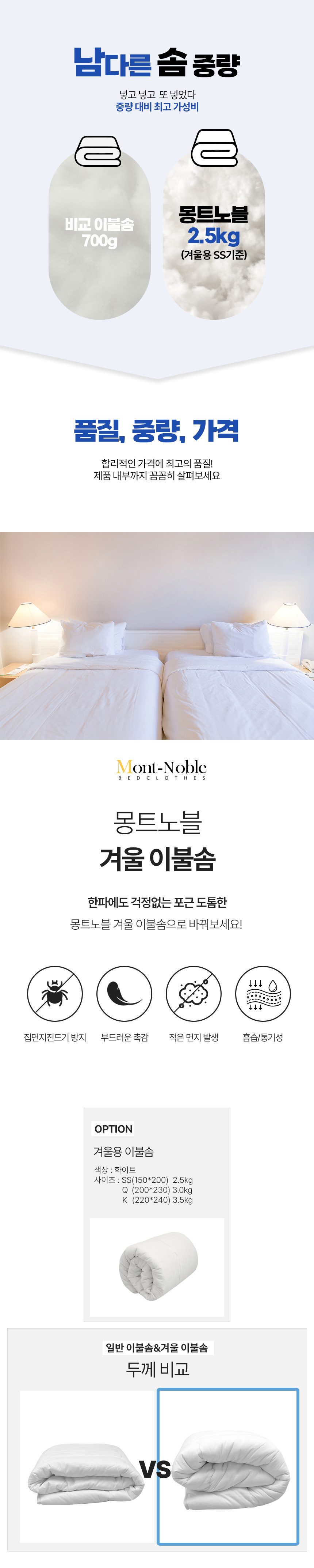 도톰한 한파용 마이크로화이바 따뜻한 겨울 이불솜 상세 이미지 1