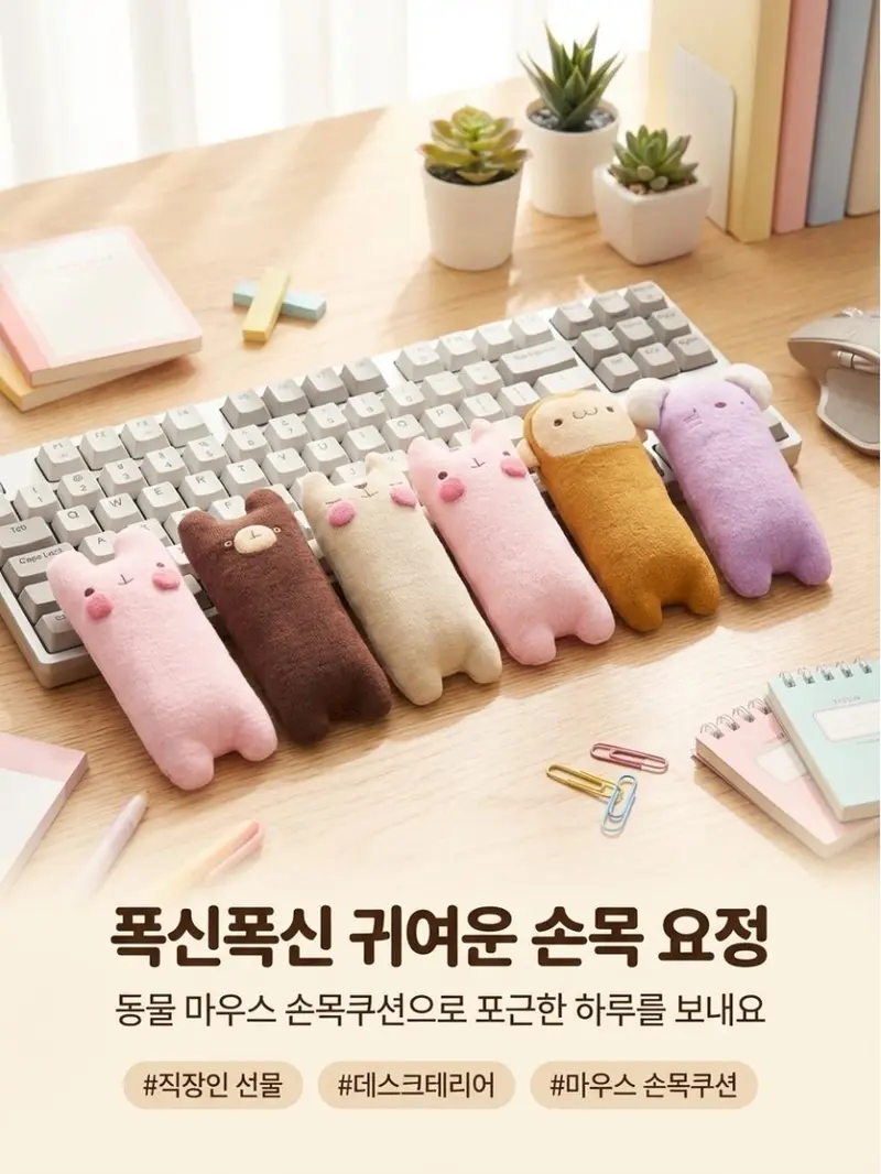 동물 마우스 손목쿠션 컴퓨터 책상 손목보호대 사무실 상세 이미지 1