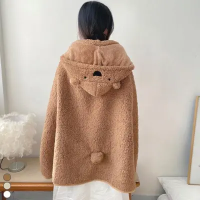 후드 곰돌이 입는 극세사 망토 담요 무릎담요 대표 이미지