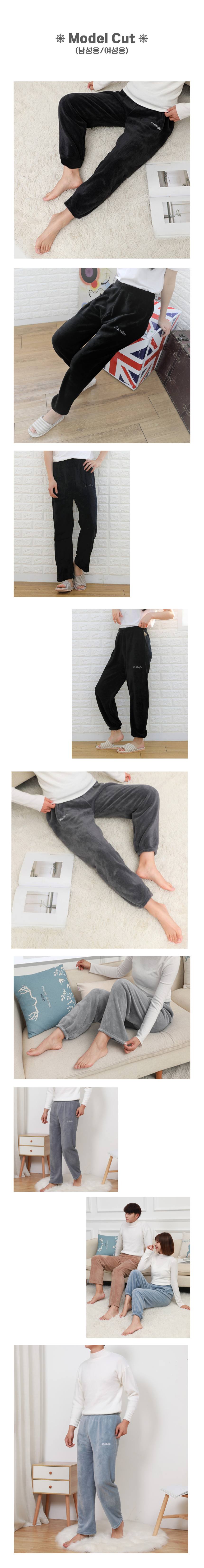 수면잠옷 극세사 수면바지 남녀 커플 겨울 잠옷 3개 묶음 상세 이미지 2
