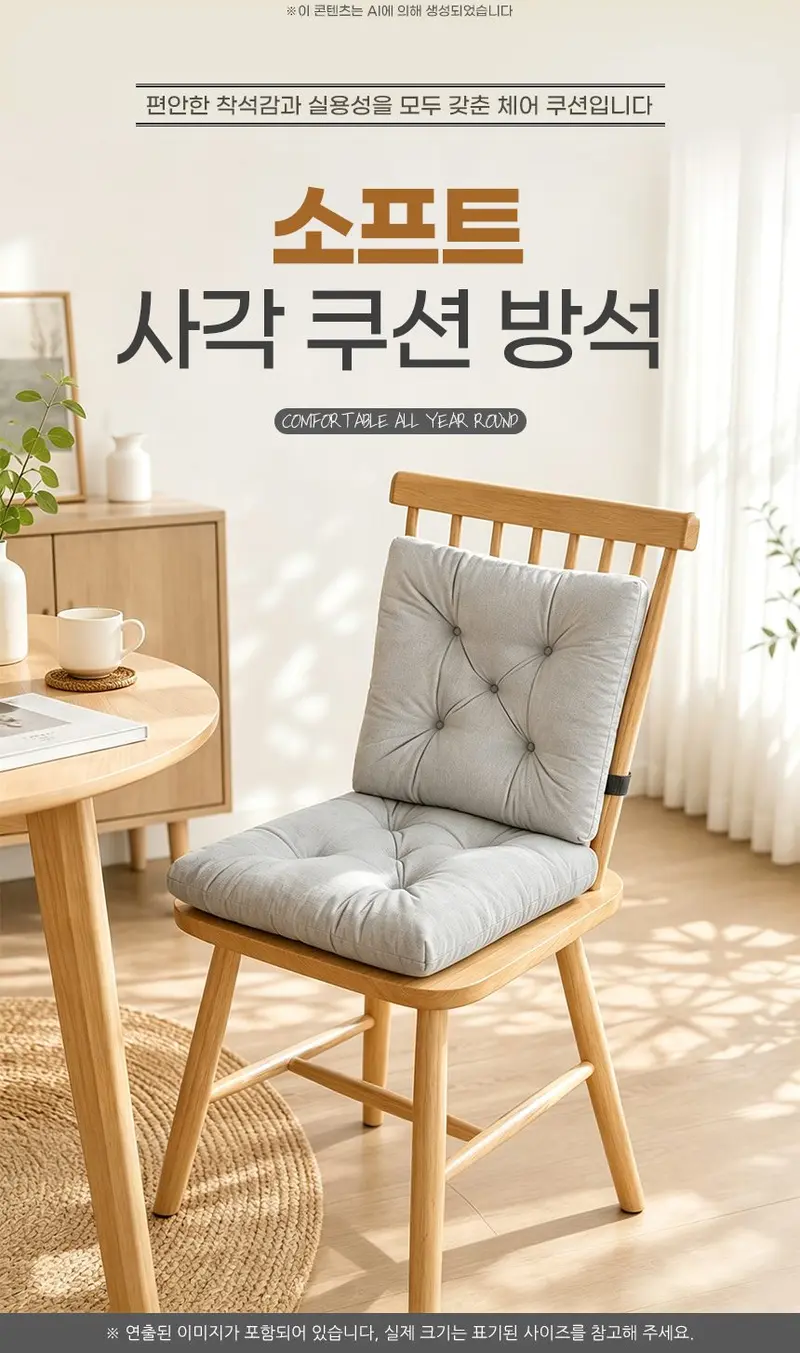 소프트 사각 쿠션 사무실의자 방석 공부 식탁 상세 이미지 1