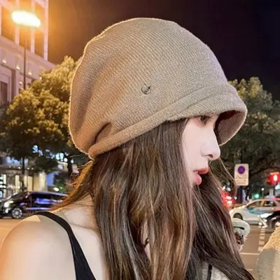 짧은 챙 데일리 패션 부드러운 여성 니트 비니 대표 이미지