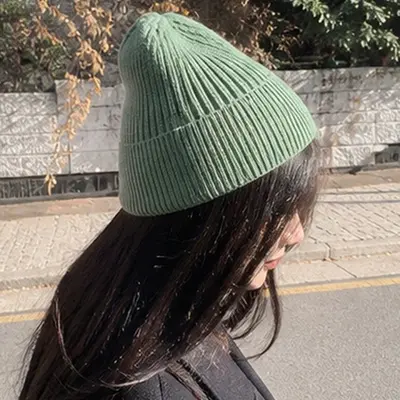 그린 비니 골지 니트 보온 데일리 캐주얼 코디용 대표 이미지
