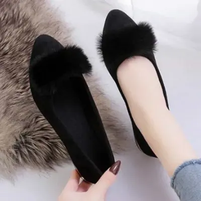 여성겨울신발 방한슈즈 털안감신발 퍼 플랫 겨울신발 대표 이미지