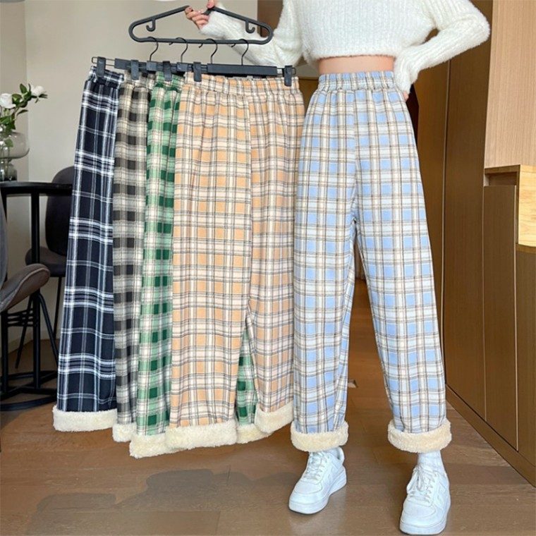 체크 기모 바지 뽀글이 양털 수면바지 겨울바지 3개 묶음 대표 이미지