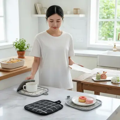 베이킹용 주방 오븐용 내열 단열 미트 2p 주방장갑 대표 이미지