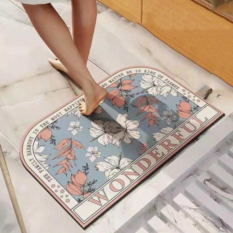 빨아쓰는 욕실 화장실 주방용 플라워 규조토 발매트 3개 묶음 대표 이미지