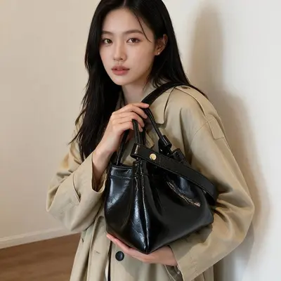 유광 가죽 복주머니 숄더백 데일리 핸드백 크로스백 대표 이미지