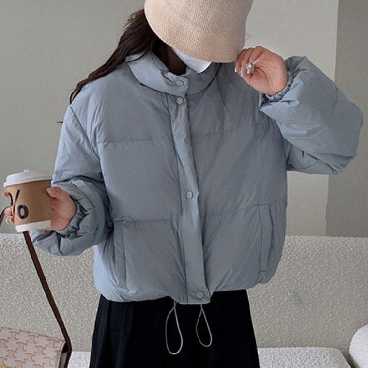 경량 크롭 숏 패딩 여성 겨울 짧은 점퍼 블루 대표 이미지