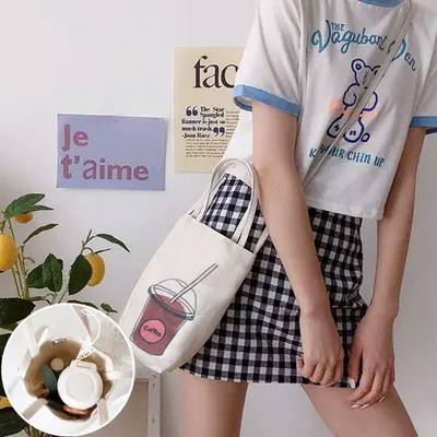 라라 캔버스 에코 드링크백 텀블러 캐리어 컵 에코백 3개 묶음 대표 이미지