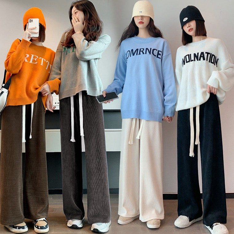 셔닐 코듀로이 골지 엣지 기모 와이드 밴딩 바지 대표 이미지