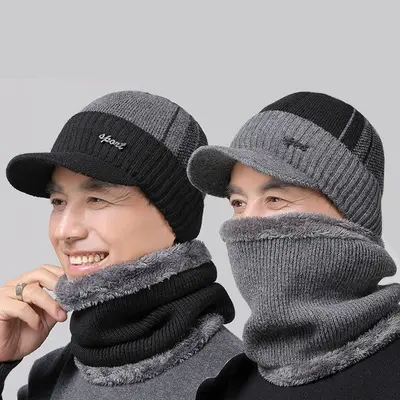 겨울 남성 방한 등산 자전거 골프 모자 넥워머 세트 대표 이미지