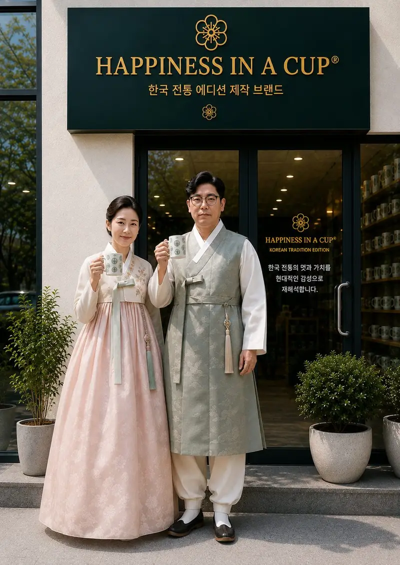 한국전통 민화 까치와호랑이 호작도 핸들 텀블러 상세 이미지 3