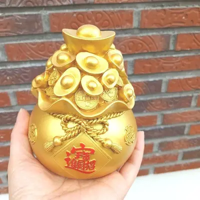 황금 복주머니 저금통 개업 선물 액막이 소품 대표 이미지