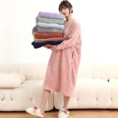 빅사이즈 극세사 융털 수면 원피스 8컬러 대표 이미지