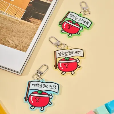 수능 합격 부적 아크릴 키링 토마토 행운 학생 키홀더 3개 묶음 대표 이미지