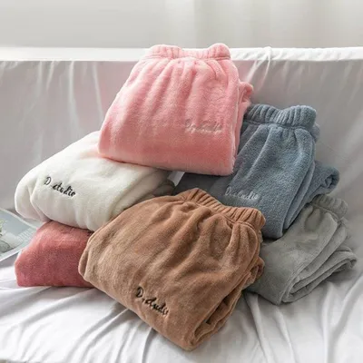 포근한 밍크 극세사 수면 바지 팬츠 홈웨어 잠옷 3개 묶음 대표 이미지