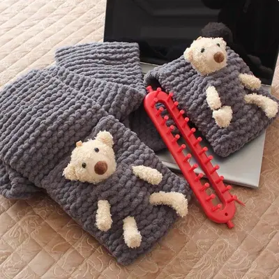 곰돌이 목도리 만들기 DIY 뜨개질 키트 패키지 대표 이미지