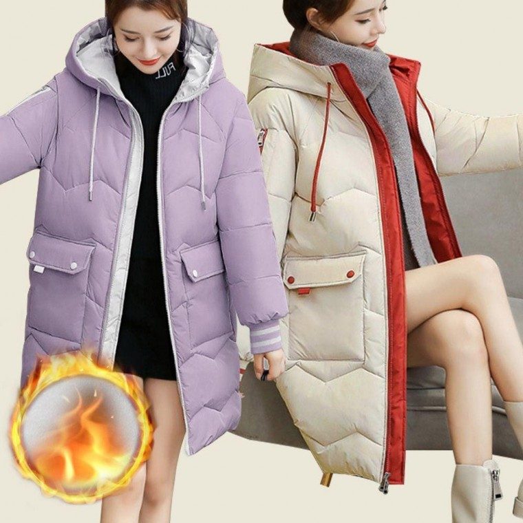 투웨이 포켓 롱패딩 여성 겨울 방한 경량 아우터 점퍼 대표 이미지