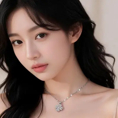 플라워 펜던트 왕큐빅 목걸이 결혼식 하객룩 패션목걸이 대표 이미지