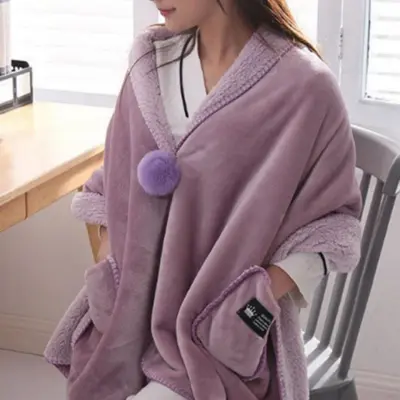 사무실 휴대용 극세사 방울 똑딱이 포켓 무릎 무릎담요 대표 이미지