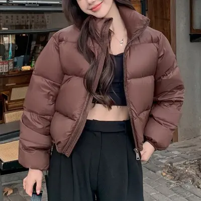 여성 크롭 하이넥 숏 패딩 점퍼 대표 이미지