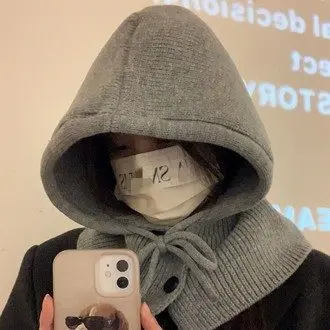 울 후드 바라클라바 목도리 니트 방한 머플러 겨울 상세 이미지 1