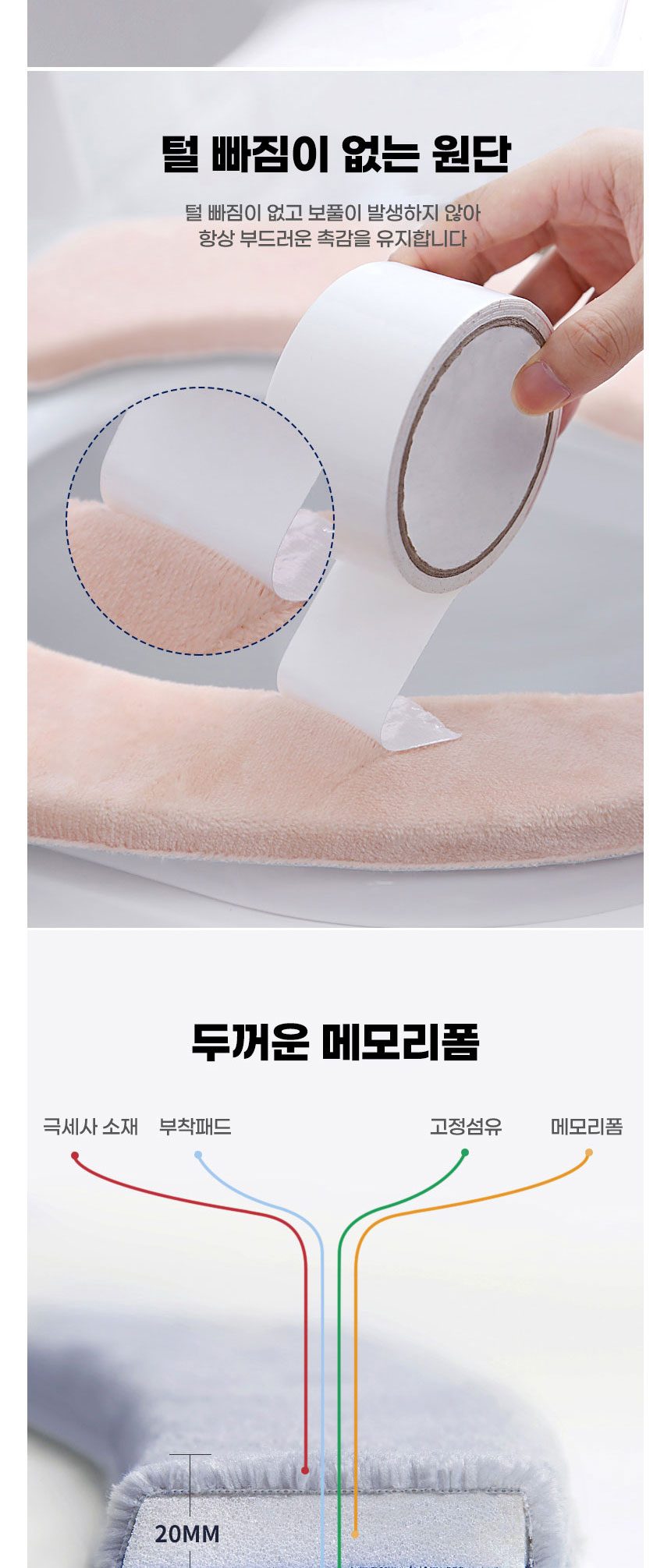 변기커버 두꺼운 쿠션 시트 양변기 교체형 상세 이미지 3