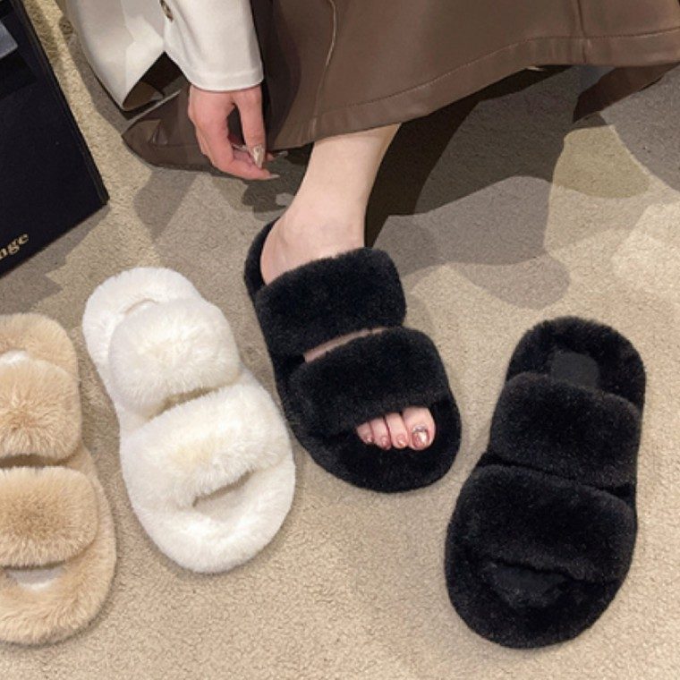 겨울 여성 사무실 털슬리퍼 밍크 털 퍼 방한 슬리퍼 대표 이미지